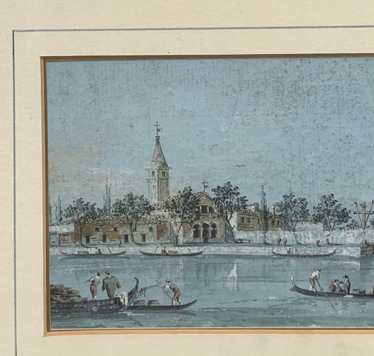 Giacomo Guardi (Venise 1764 - Venise 1835) - Venise, vue de l'île de San Francesco del Deserto.-photo-2