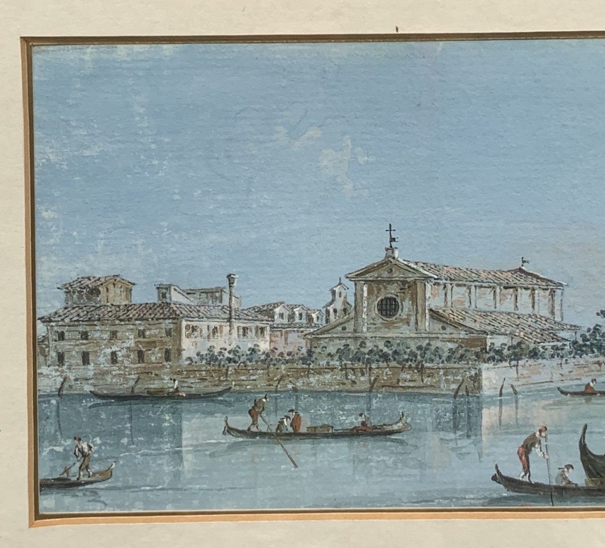 Giacomo Guardi (Venise 1764 - Venise 1835) - Venise, vue de l'île de San Lazzaro degli Armeni.-photo-1