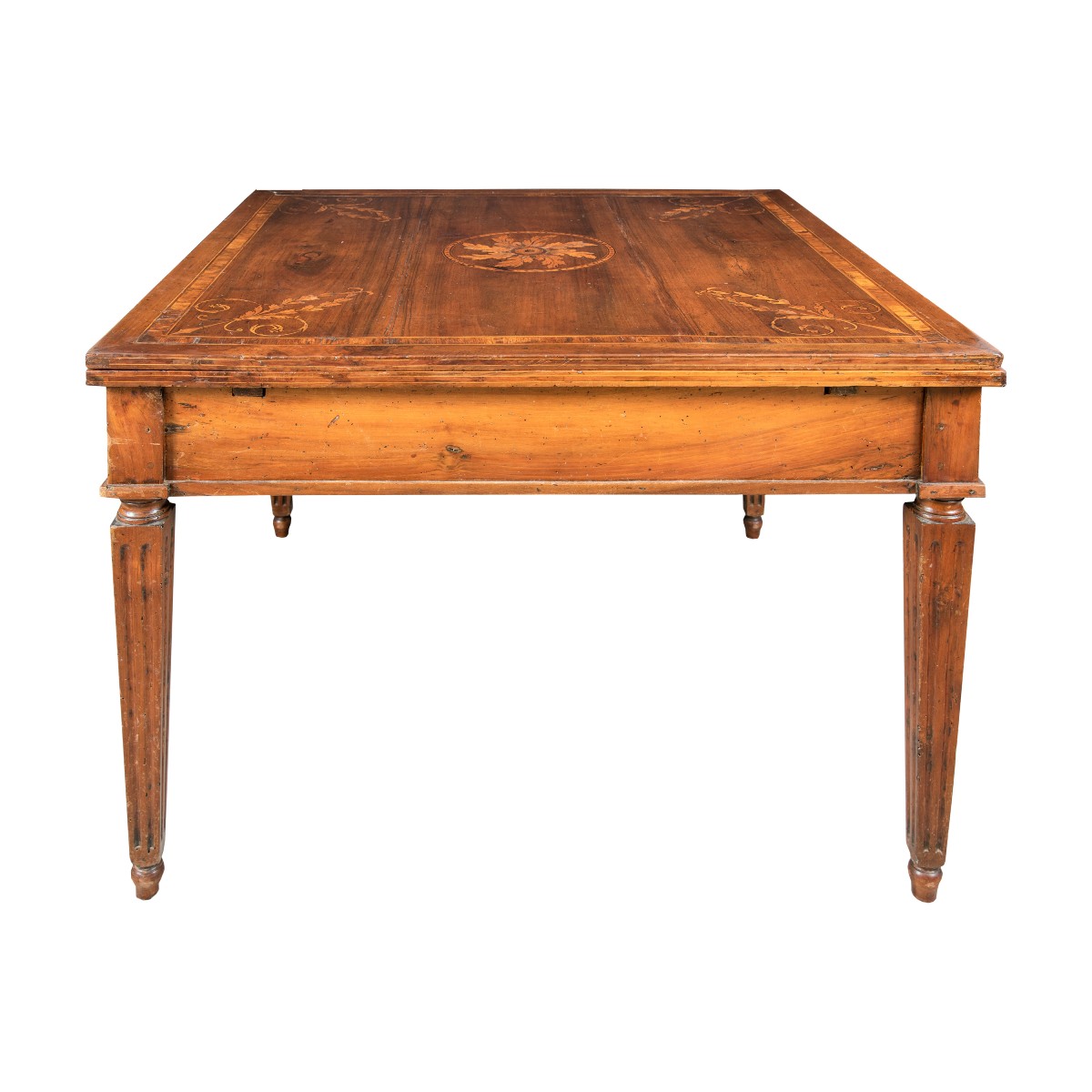 Extendable Inlaid Wood Dining Table. Piacenza, Second Half Of The 18th Century.-photo-2
