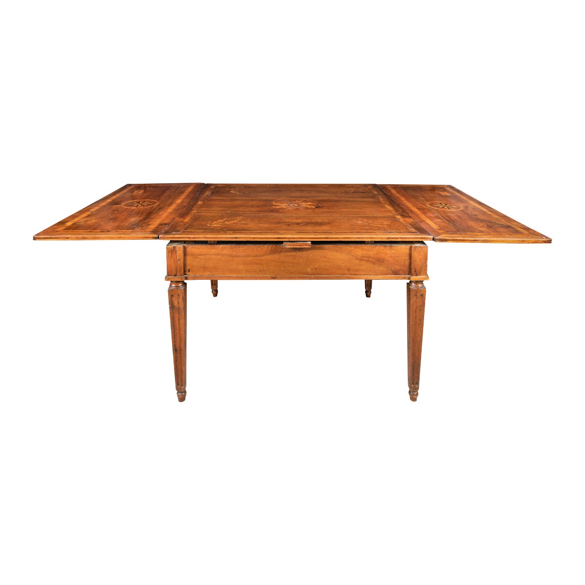 Extendable Inlaid Wood Dining Table. Piacenza, Second Half Of The 18th Century.
