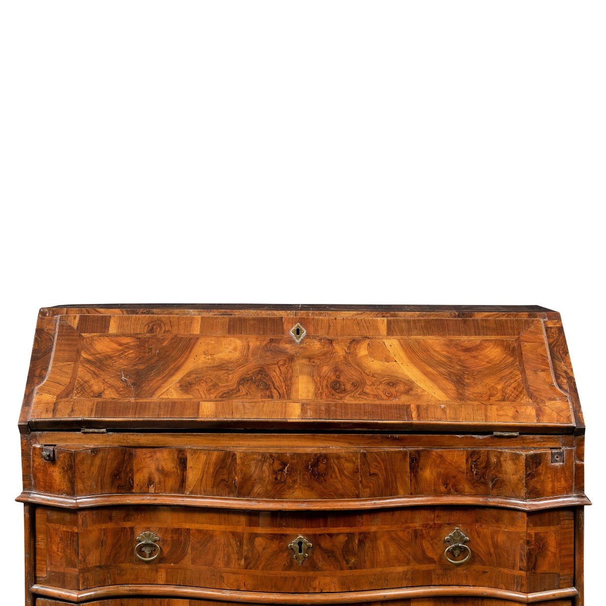 Commode à abattants en placage de noyer et loupe. Venise, XVIIIe siècle.-photo-4