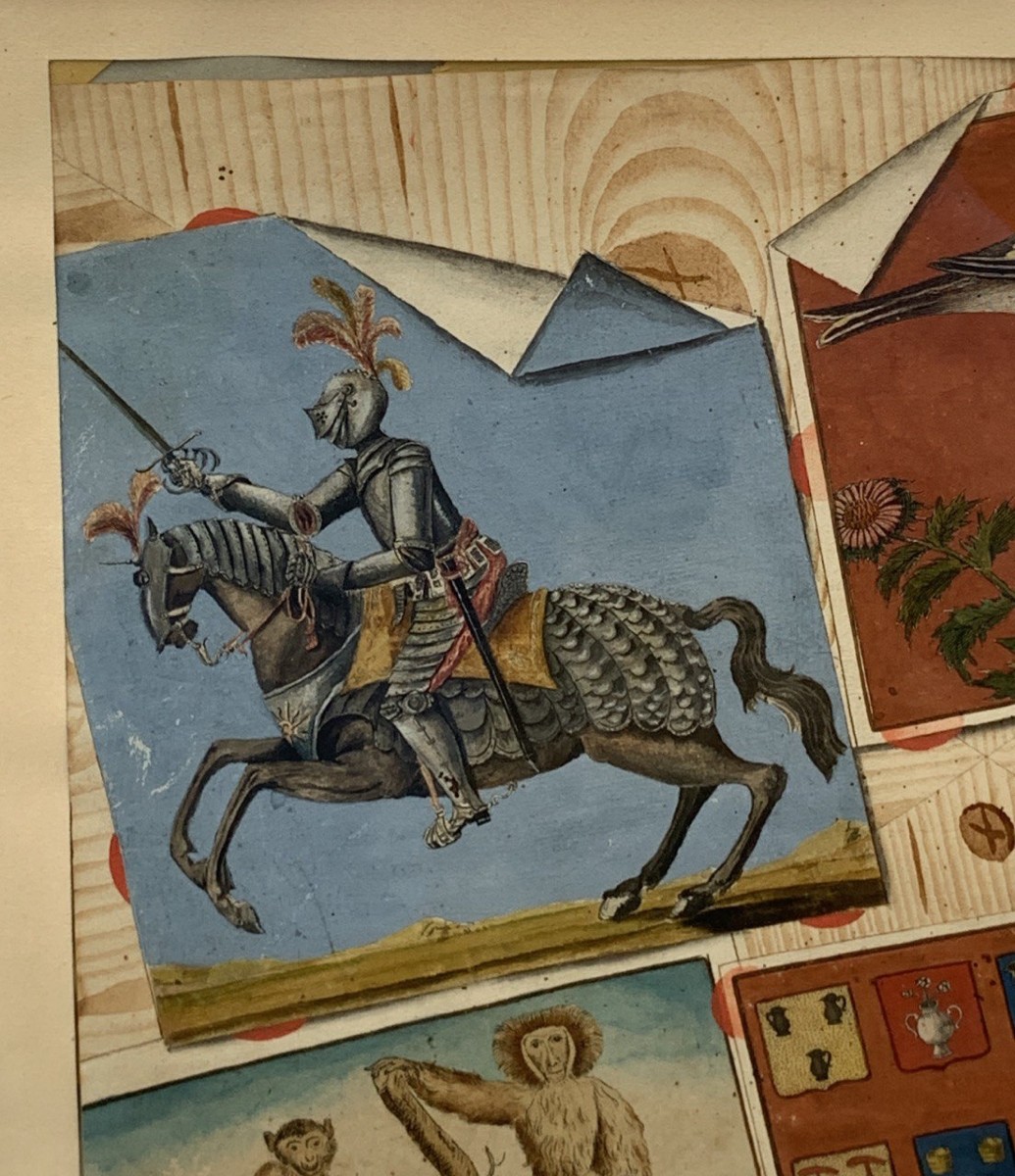 Peintre italien (début du XIXe siècle) - Trompe-l'œil orné de gravures.-photo-2