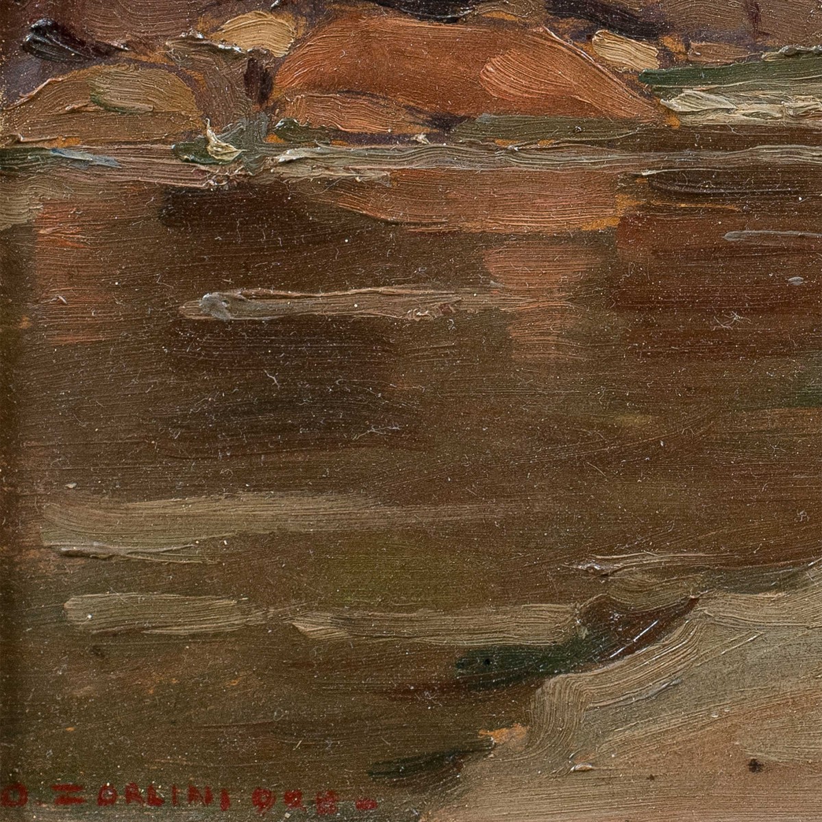 Ottone Zorlini (Trévise 1891 - São Paulo 1967) - Paysage avec lac et montagnes.-photo-2