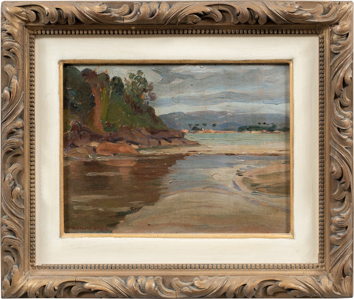 Ottone Zorlini (Trévise 1891 - São Paulo 1967) - Paysage avec lac et montagnes.