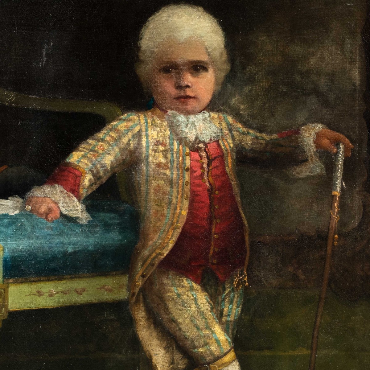 Italian Painter (active 19th-20th Centuries) - Portrait Of An Aristocratic Child.-photo-2