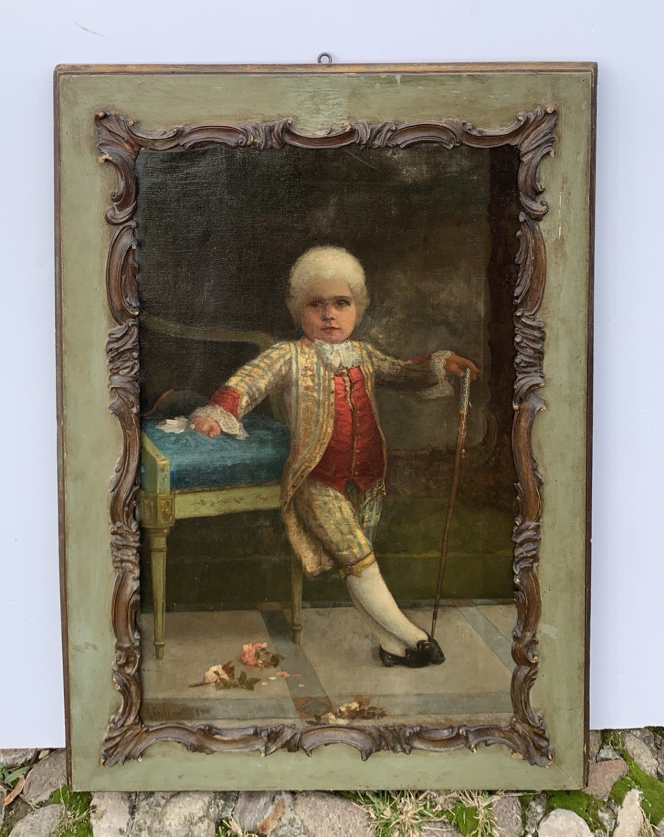 Italian Painter (active 19th-20th Centuries) - Portrait Of An Aristocratic Child.-photo-1