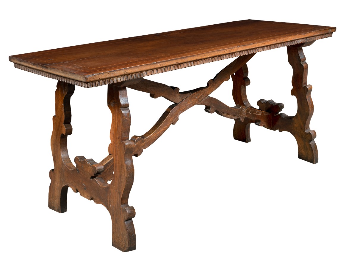 Solid Walnut Refectory Table. Italy, First Half Of The 17th Century.-photo-2