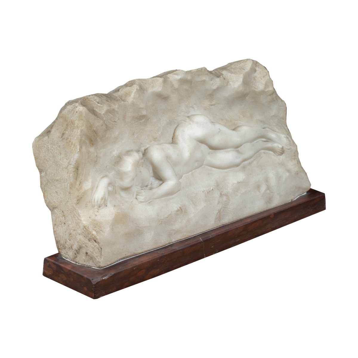 Marble Bas-relief Sculpture - Female Nude. Italy, Early 20th Century.-photo-2