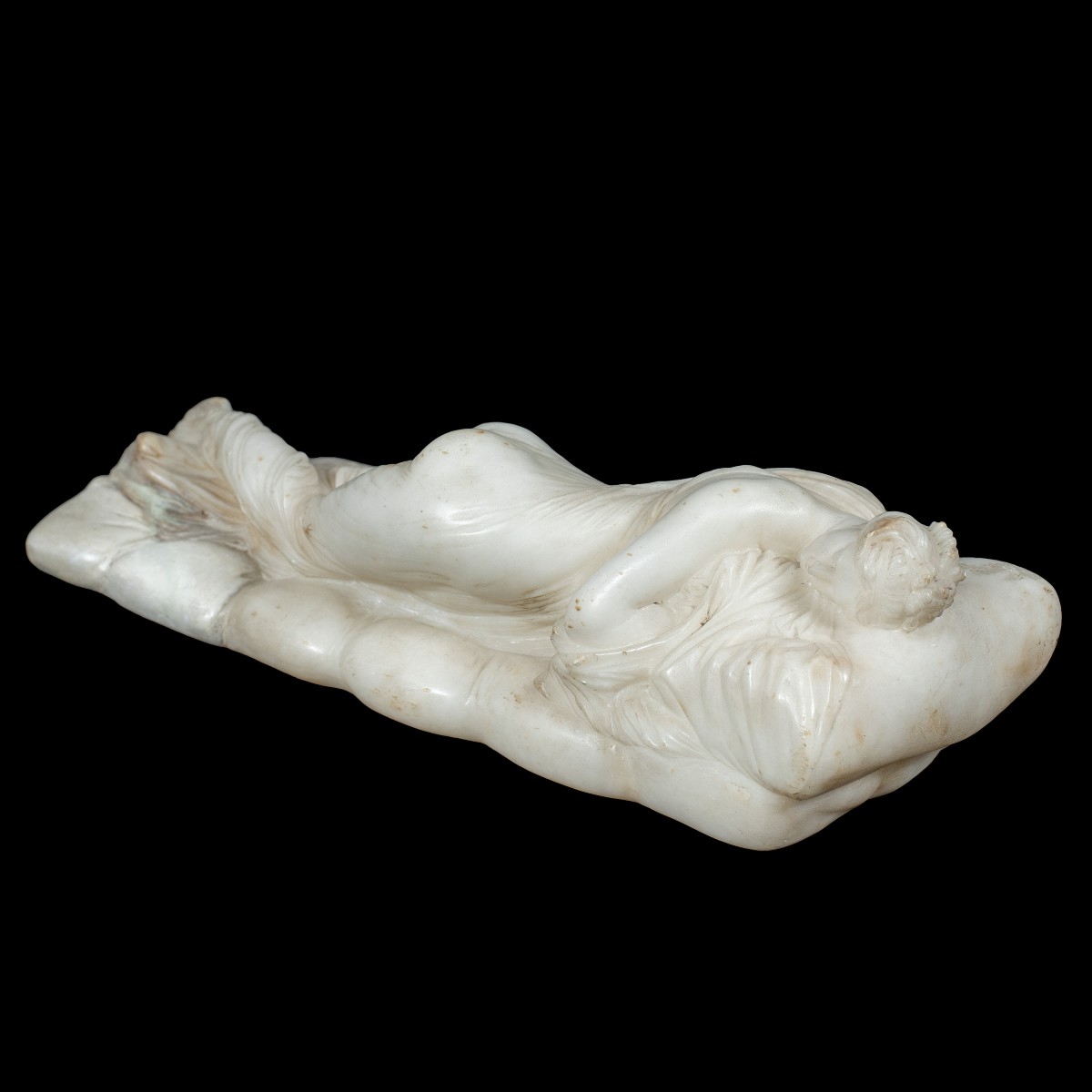 Alabaster Sculpture - Reclining Girl. Italy, Early 19th Century.-photo-3