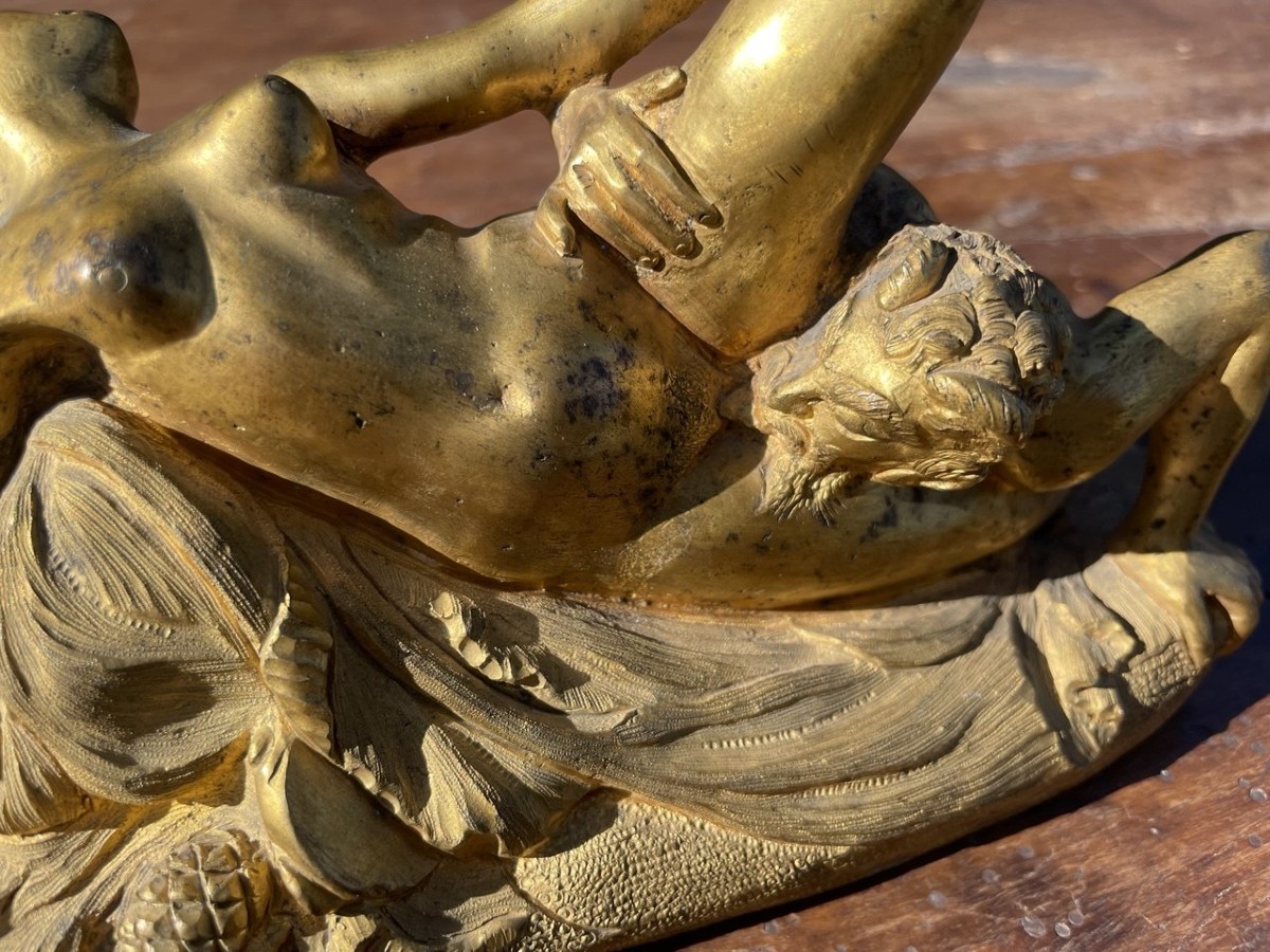 Gilded Bronze Sculpture - Erotic Scene. France, Late 19th Century.-photo-2