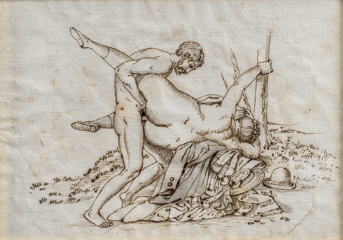 French Painter (19th Century) - Erotic Scene.-photo-2