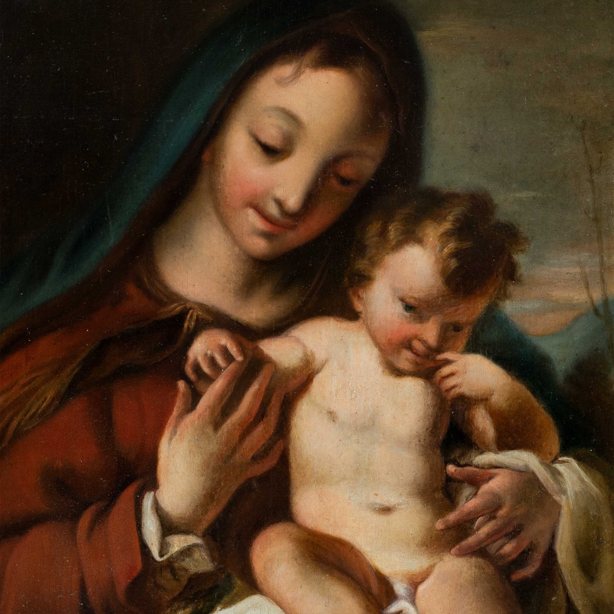 Atelier de Nicola Grassi (Zuglio 1682 - Venise 1748) - Vierge à l'Enfant.-photo-2