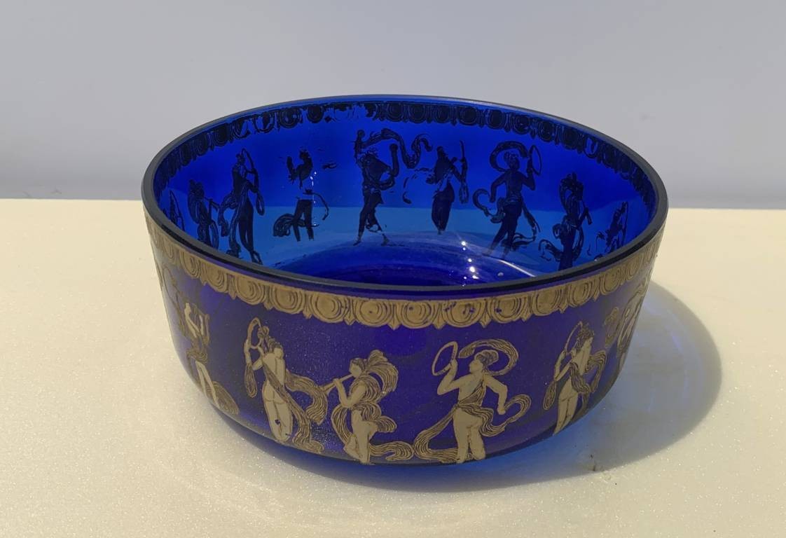 Bol en verre soufflé de Murano, décoré d'or et de polychromie - Manufacture Barovier & Toso XIX-photo-2