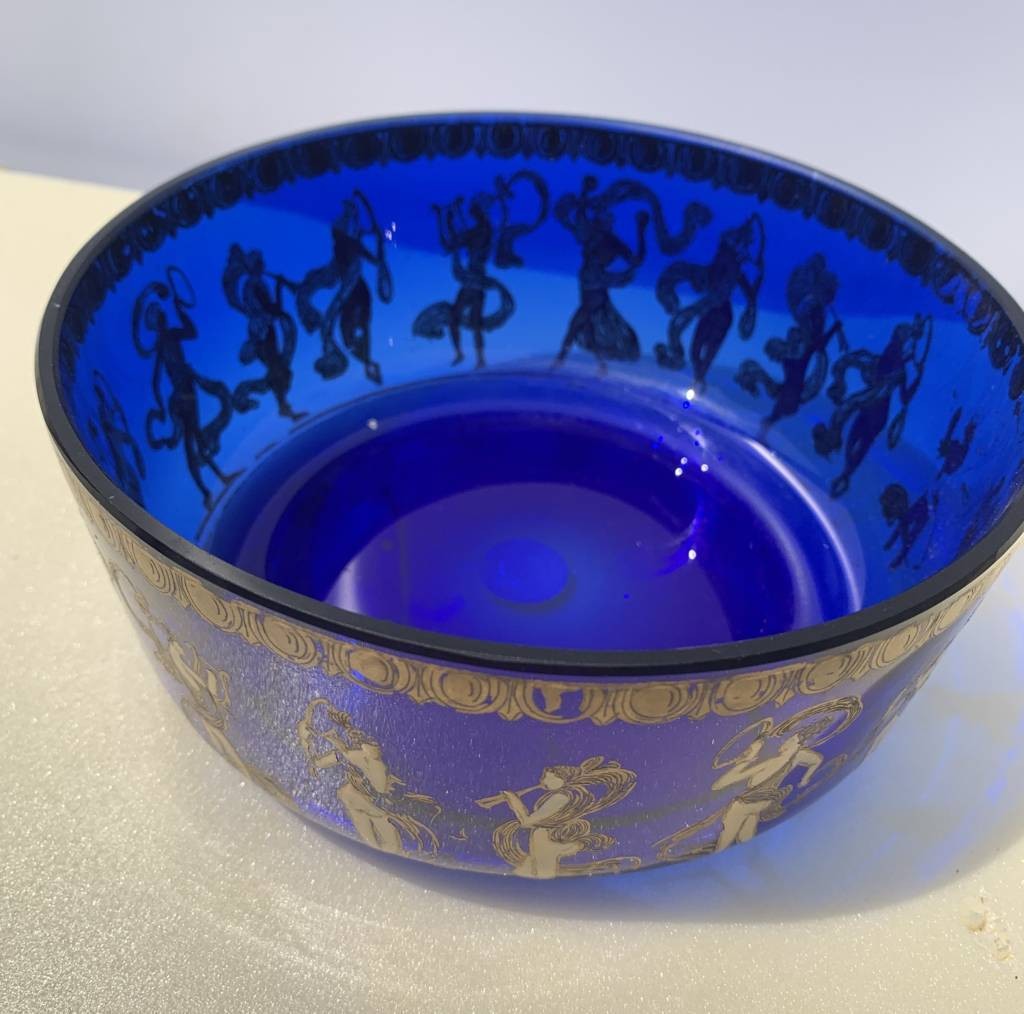 Bol en verre soufflé de Murano, décoré d'or et de polychromie - Manufacture Barovier & Toso XIX-photo-4