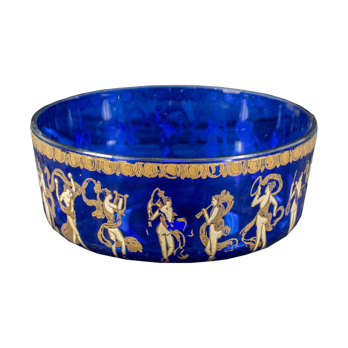 Bol en verre soufflé de Murano, décoré d'or et de polychromie - Manufacture Barovier & Toso XIX