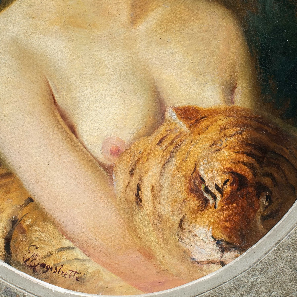 Emilio Magistretti (Milan 1851 - Milan 1936) - Jeune fille au tigre.-photo-2