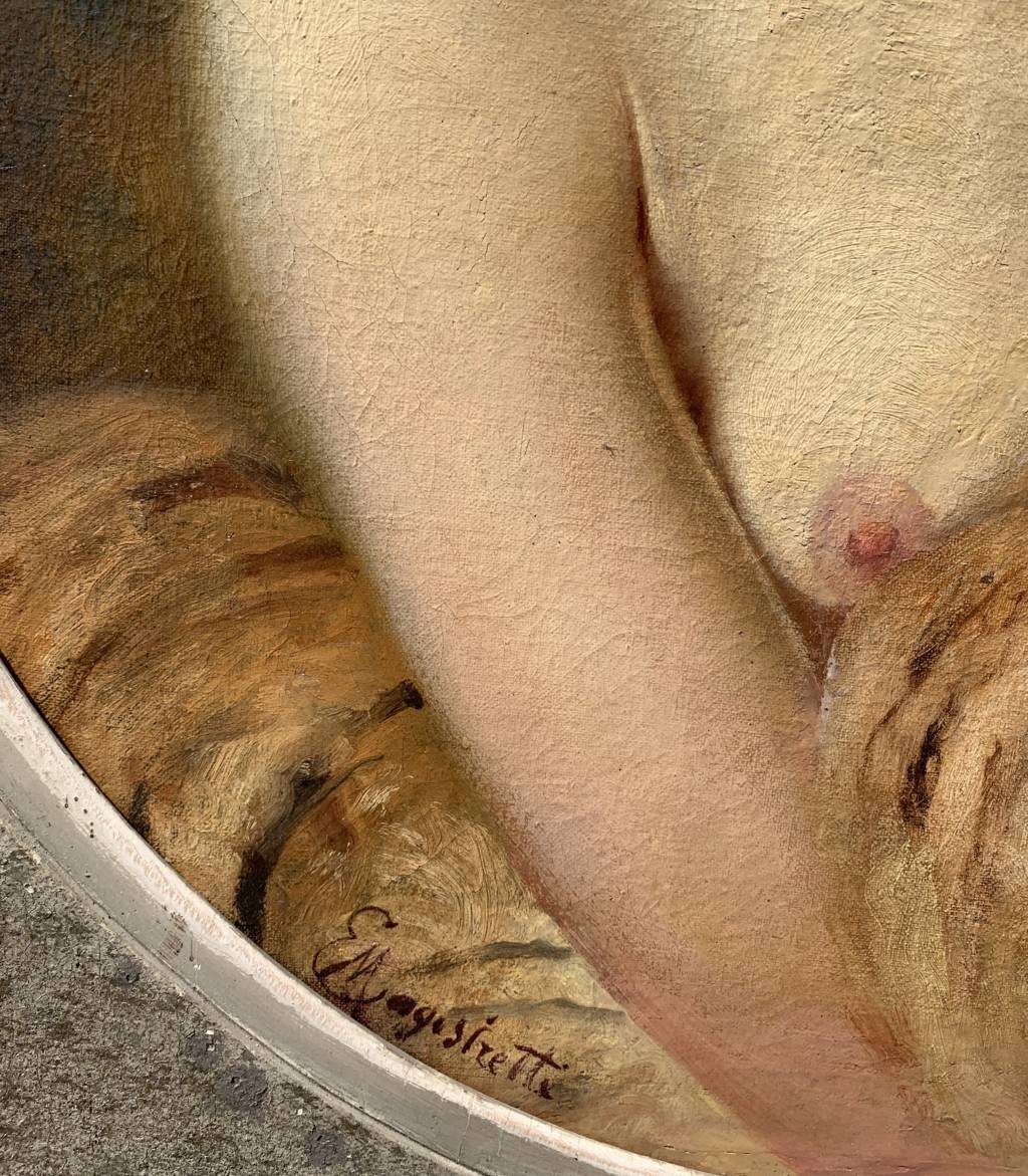 Emilio Magistretti (Milan 1851 - Milan 1936) - Jeune fille au tigre.-photo-2