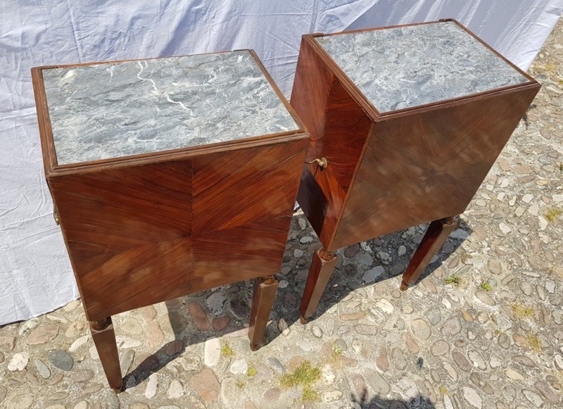 Pair Of Amaranth-veneered Bedside Tables With Marble Tops. Sicily, Late 18th–early 19th Century-photo-4