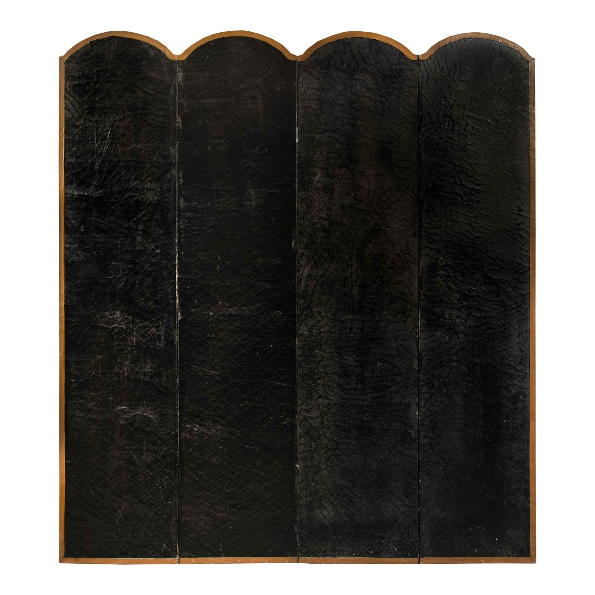 Paravent en cuir peint. Italie, XIXe siècle.-photo-3