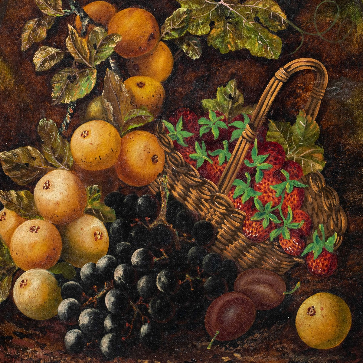 J. Clays (Britannique, XIXe-XXe siècle) - Nature morte au panier de fruits.-photo-2
