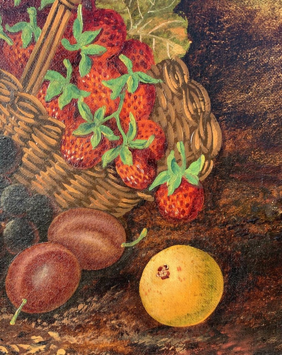J. Clays (Britannique, XIXe-XXe siècle) - Nature morte au panier de fruits.-photo-1