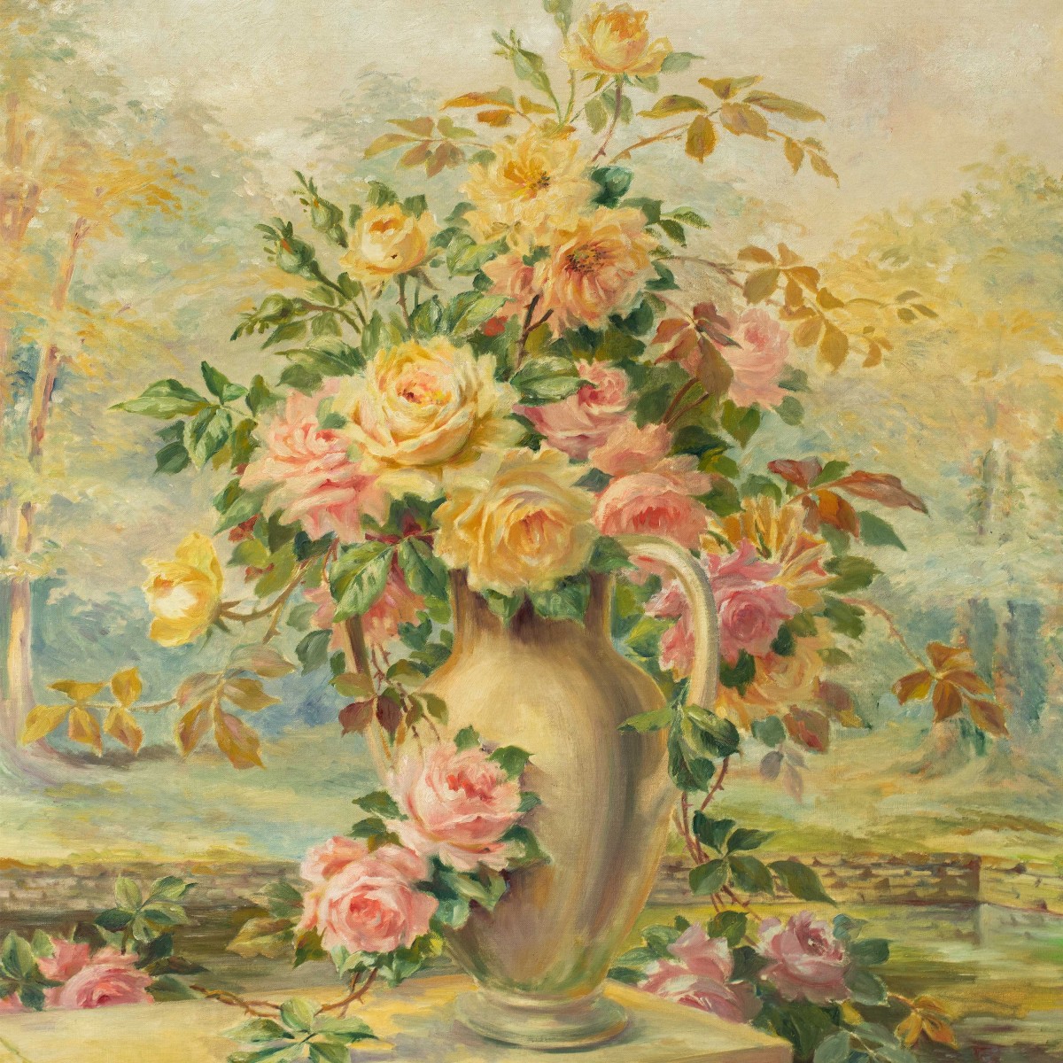 P. Daudenarde (19th-20th Century) - Still Life With A Vase Of Roses.-photo-2