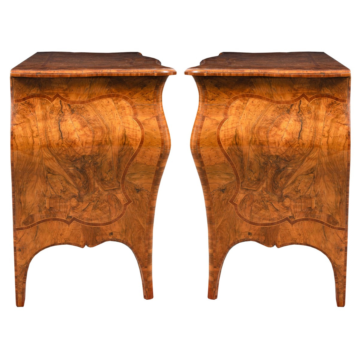 Pair Of Walnut Burl And Rosewood Chests Of Drawers - Lombardy, Mid-18th Century.-photo-3