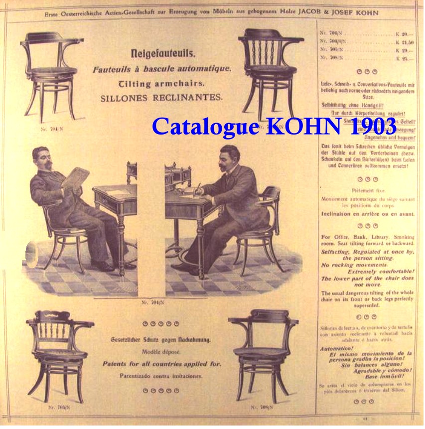  Chaise de bureau en bois courbé et sculpté - Jacob & Josef Kohn, Vienne 1903/1904.-photo-3