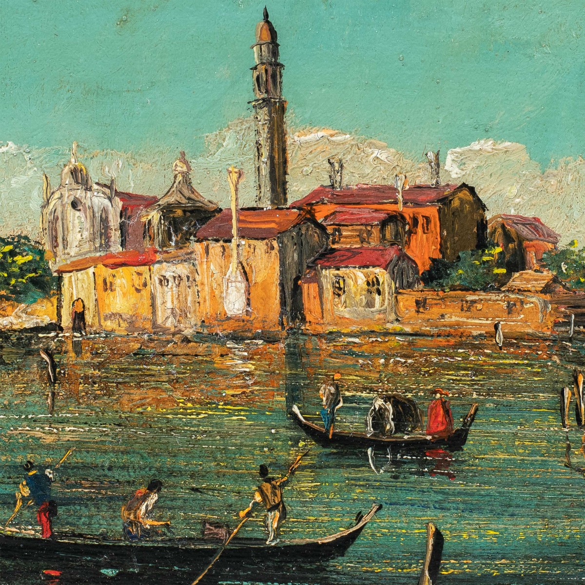 Peintre vénitien (XIXe-XXe siècle) — Venise, vue de l'île de San Michele.-photo-2