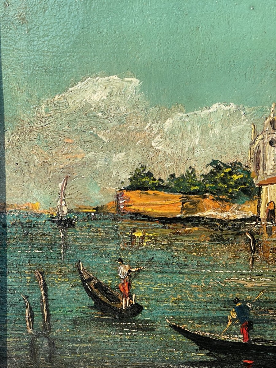 Peintre vénitien (XIXe-XXe siècle) — Venise, vue de l'île de San Michele.-photo-2