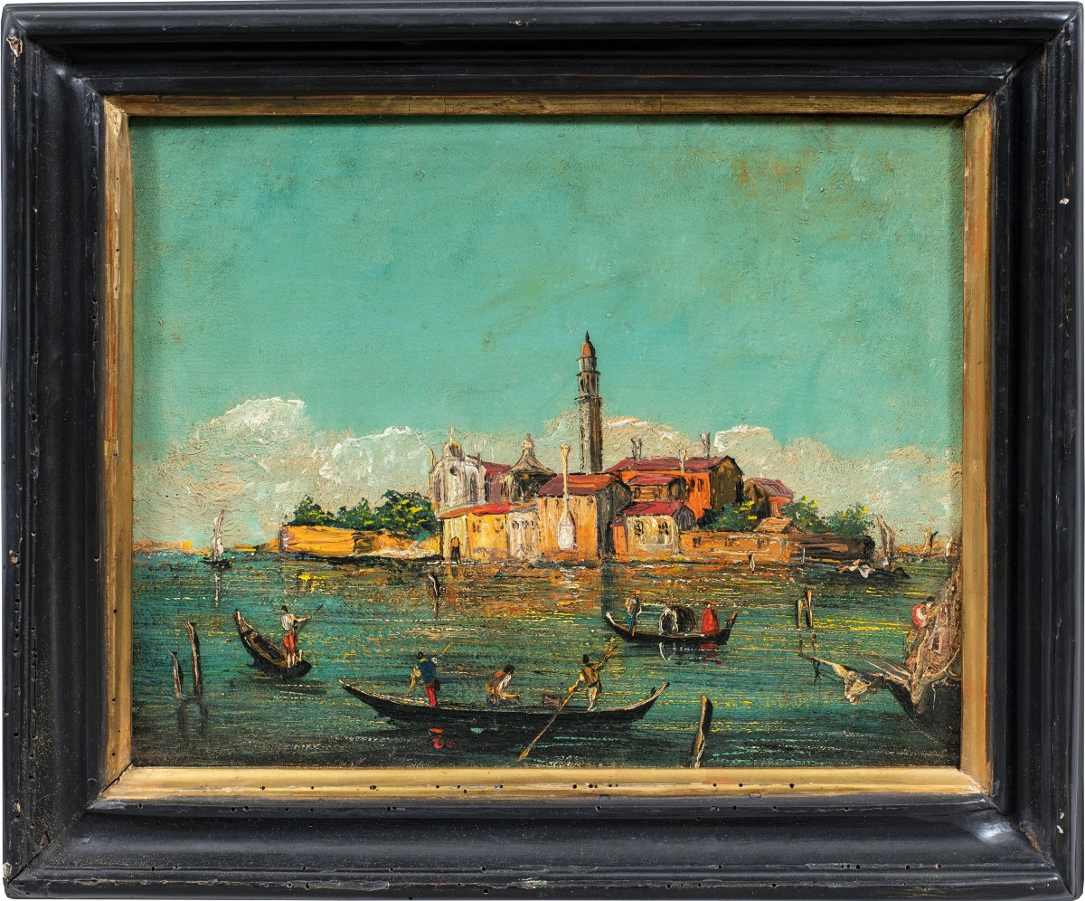Peintre vénitien (XIXe-XXe siècle) — Venise, vue de l'île de San Michele.