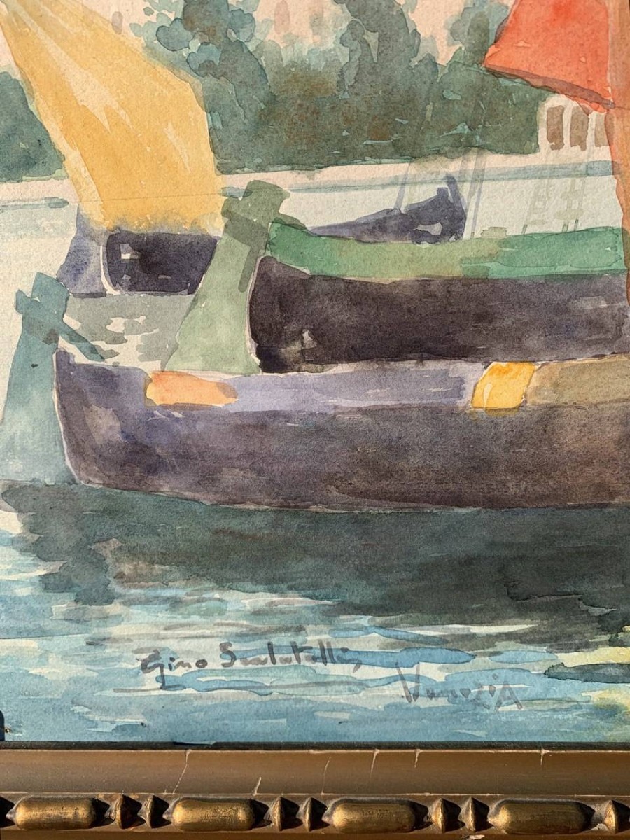 Gino Scalatelli (venice 1870 - Venice 1920) - Venice, View Of St. Mark's Basin.-photo-2