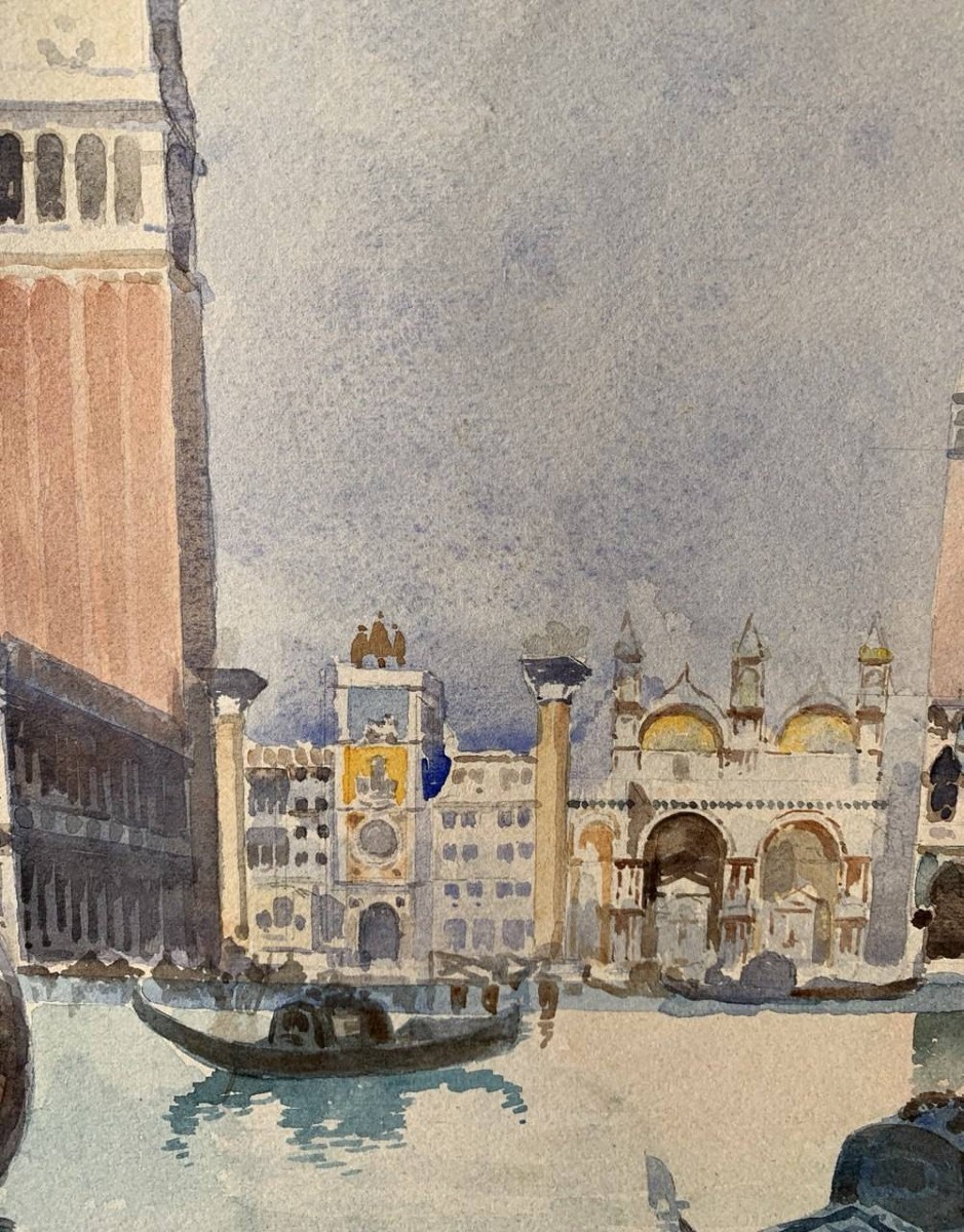 Gino Scalatelli (venice 1870 - Venice 1920) - Venice, View Of St. Mark's Basin.-photo-3