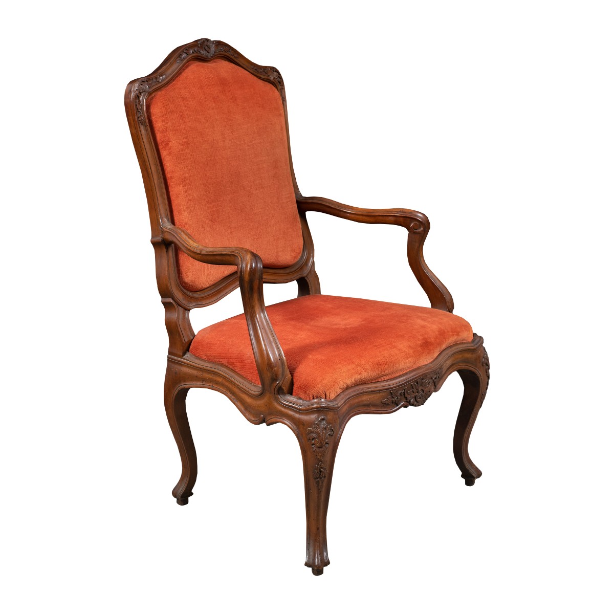 Fauteuil en noyer sculpté. Gênes, XVIIIe siècle.-photo-2