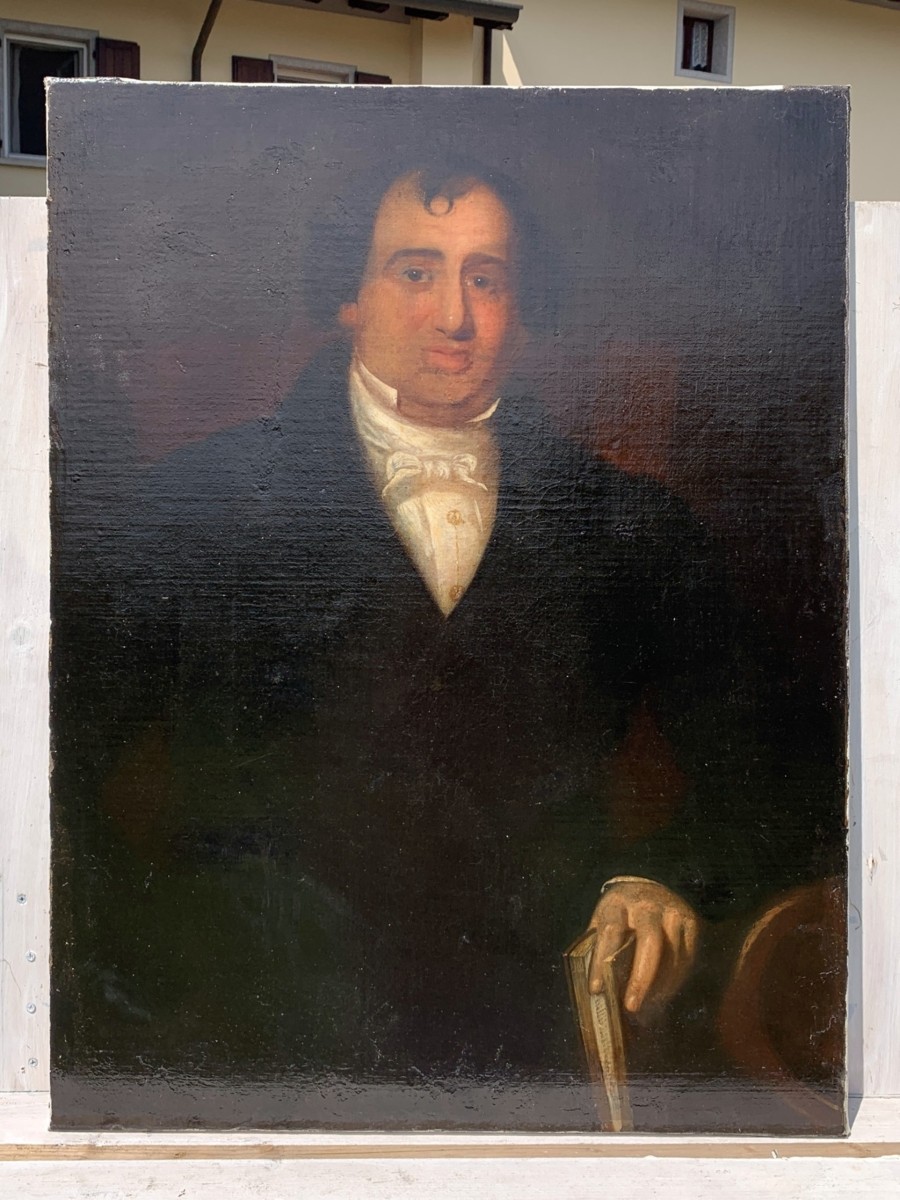 Italian Painter (19th Century) - Portrait Of A Gentleman With A Book.-photo-4