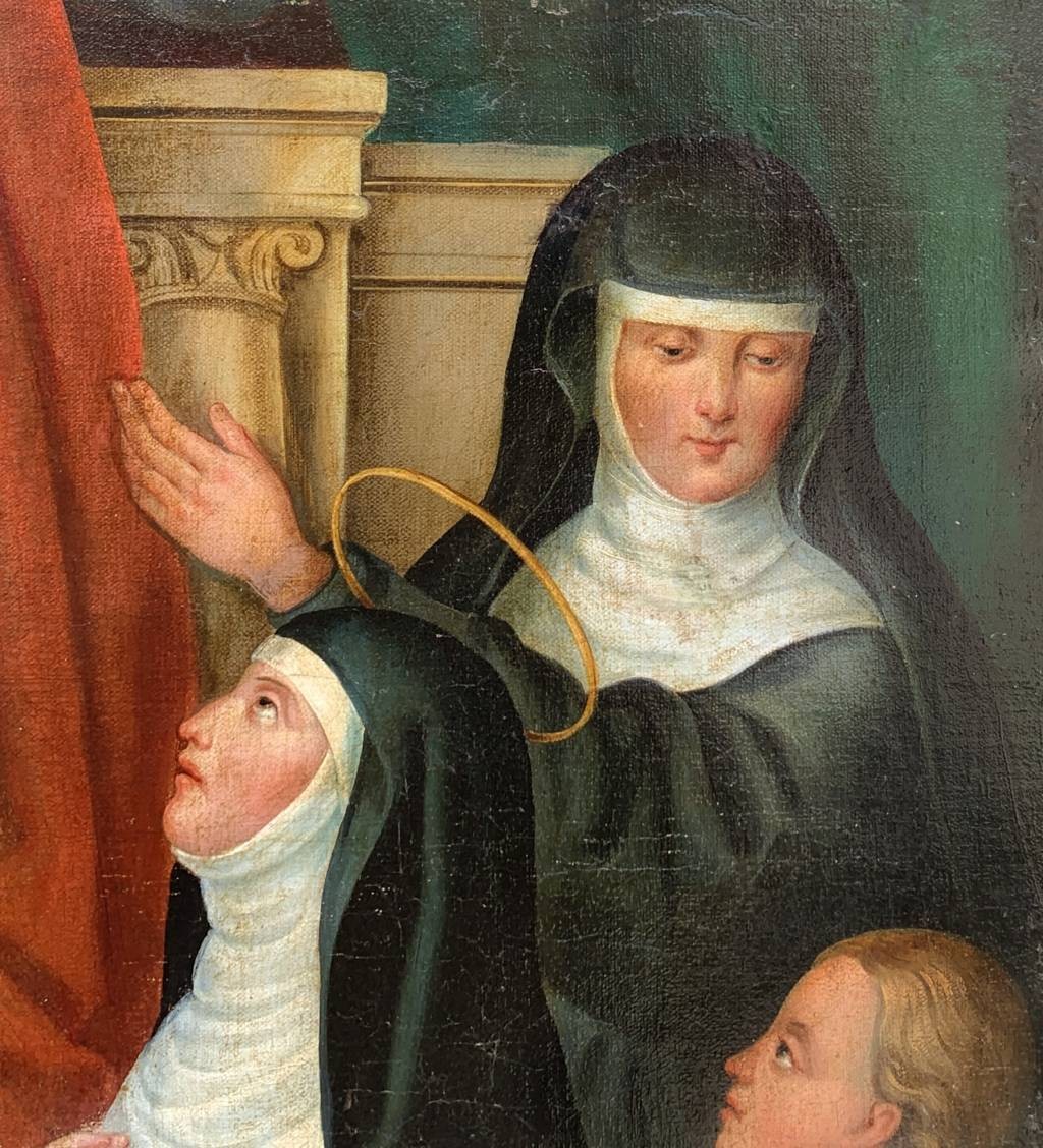 Peintre italien (XVIIIe siècle) - Sainte Monique en prière.-photo-1