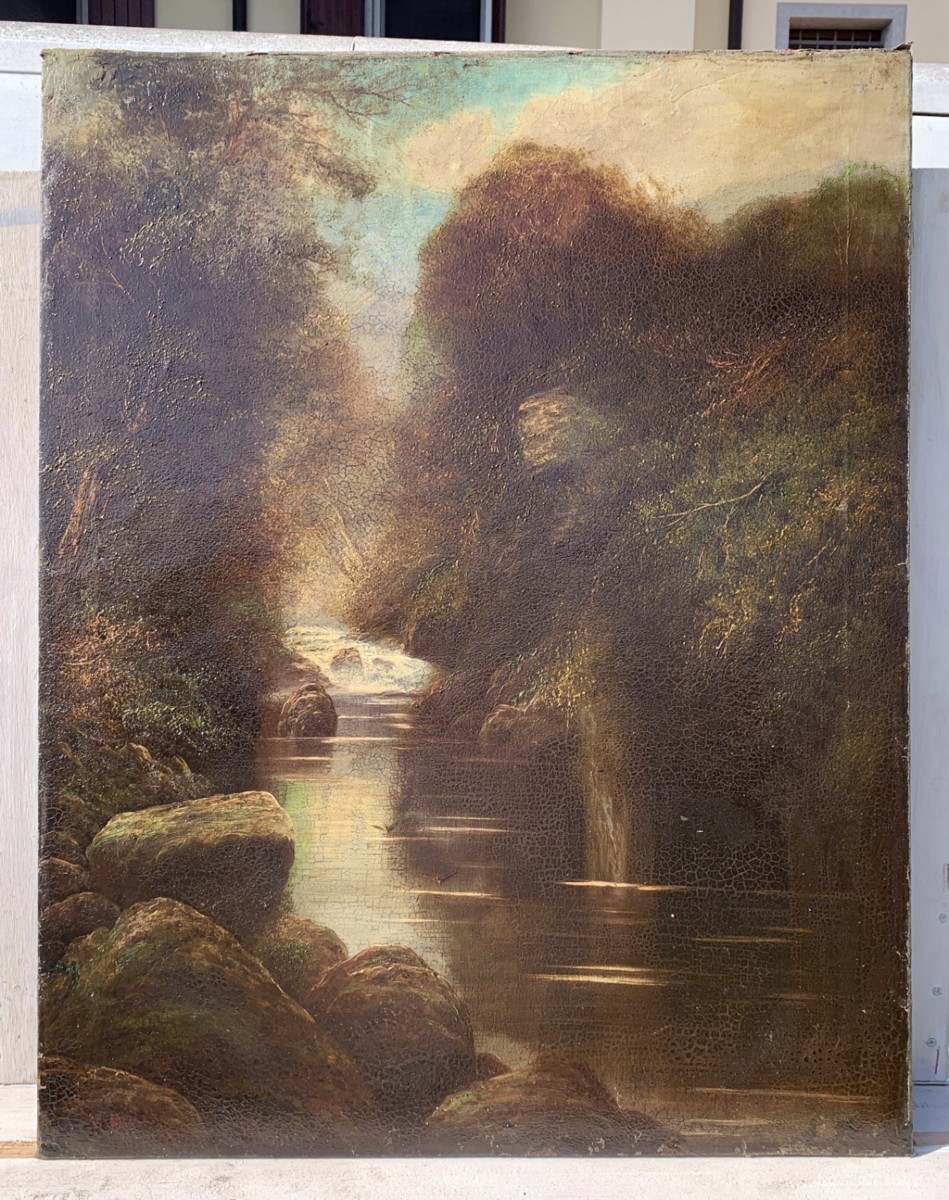 W. Miller (british, Late 19th Century) - Wooded Landscape With Stream.-photo-4