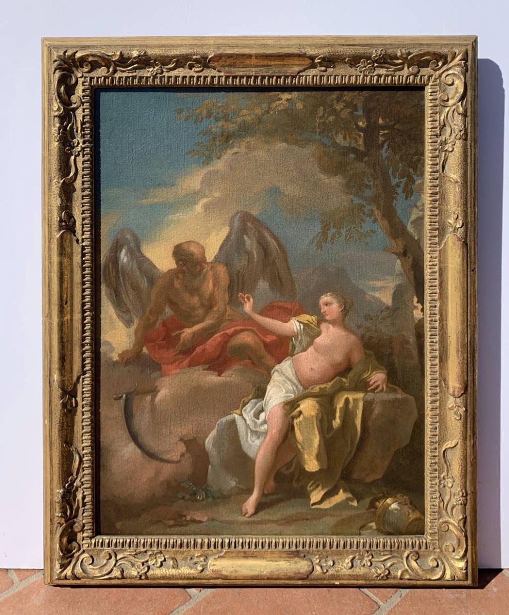 Peintre vénitien (XVIIIe siècle) - Le Temps et la Jeunesse.-photo-1