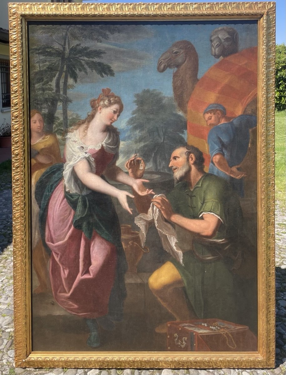 Gregorio Lazzarini (venice 1655 - Villabona Veronese 1730) - Rebecca And Eliezer At The Well.-photo-1