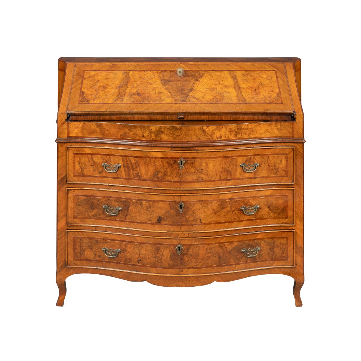 Walnut And Walnut Burl Fall-front Chest Of Drawers. Venice, Second Half Of The 18th Century.-photo-2