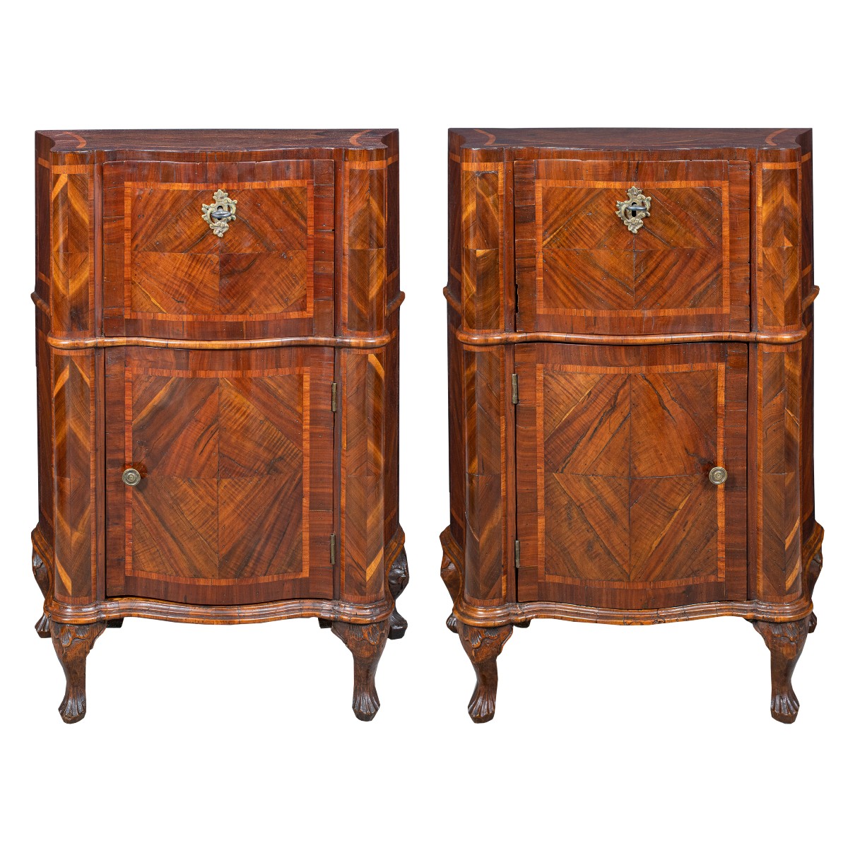 Pair Of Veneered Walnut And Carob Bedside Cabinets. Venice, Mid-18th Century.-photo-2