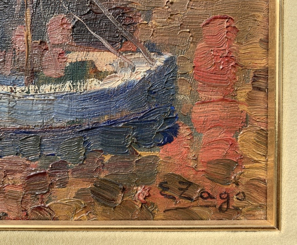 Erma Zago (Bovolone 1880 - Milan 1942) - Le Port de Gênes.-photo-1