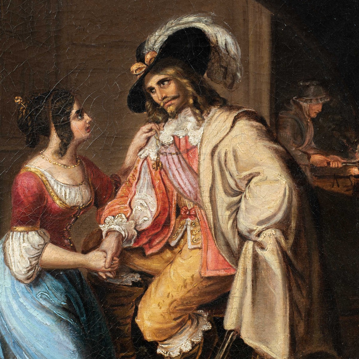 Peintre italien (XIXe siècle) - Dame et mousquetaire.-photo-2