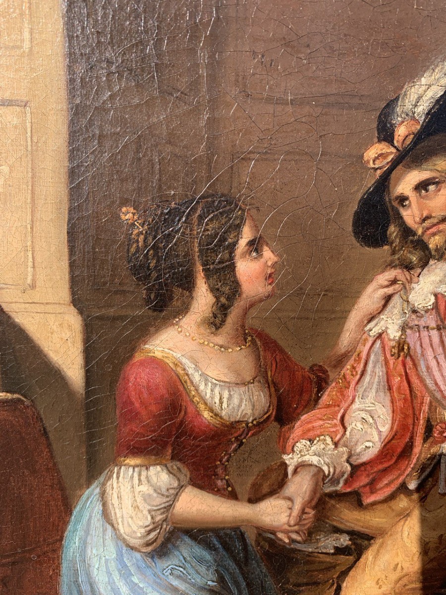 Peintre italien (XIXe siècle) - Dame et mousquetaire.-photo-1