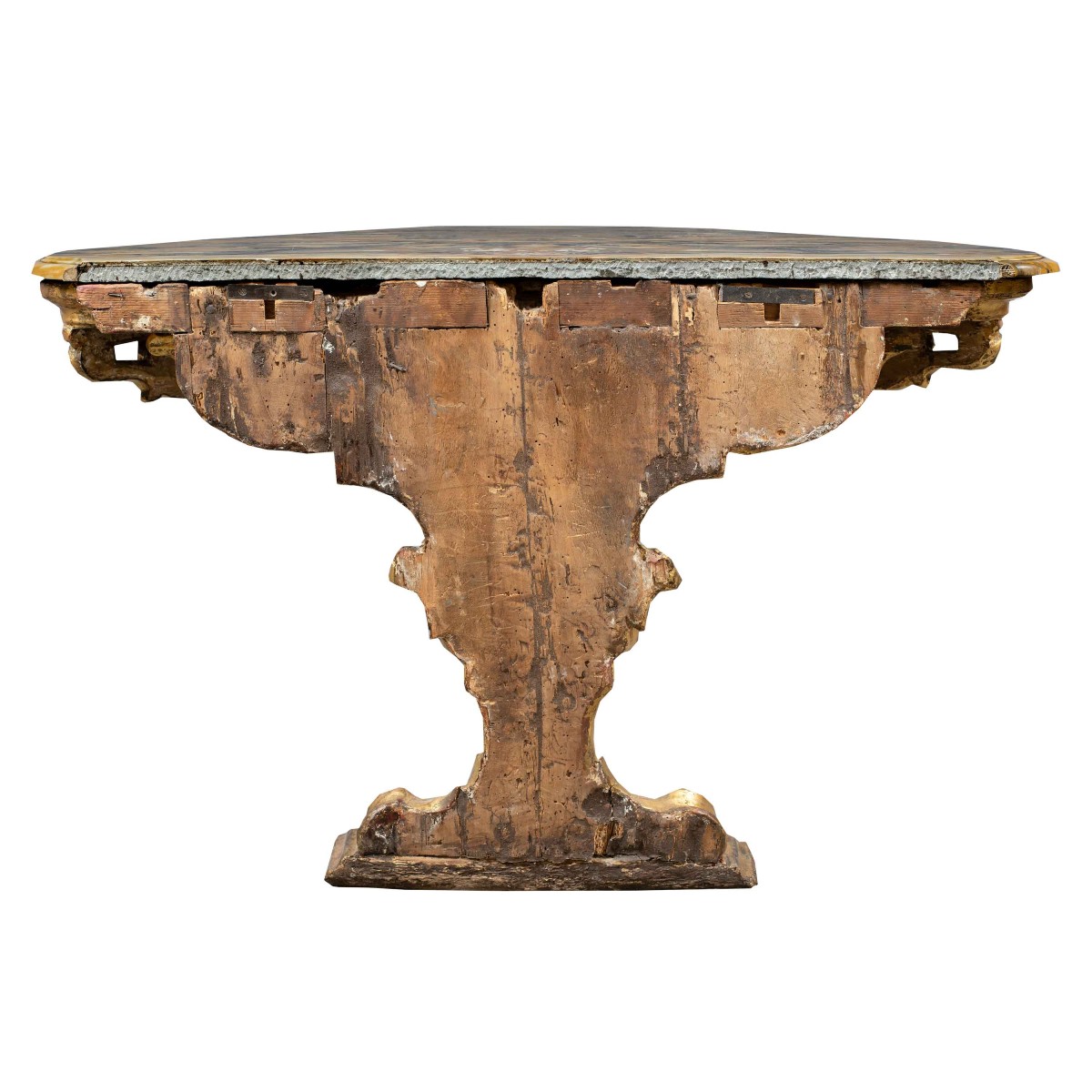 Consolle In Carved And Gilded Wood With Marble Top - Florence, 17th–18th Century.-photo-4