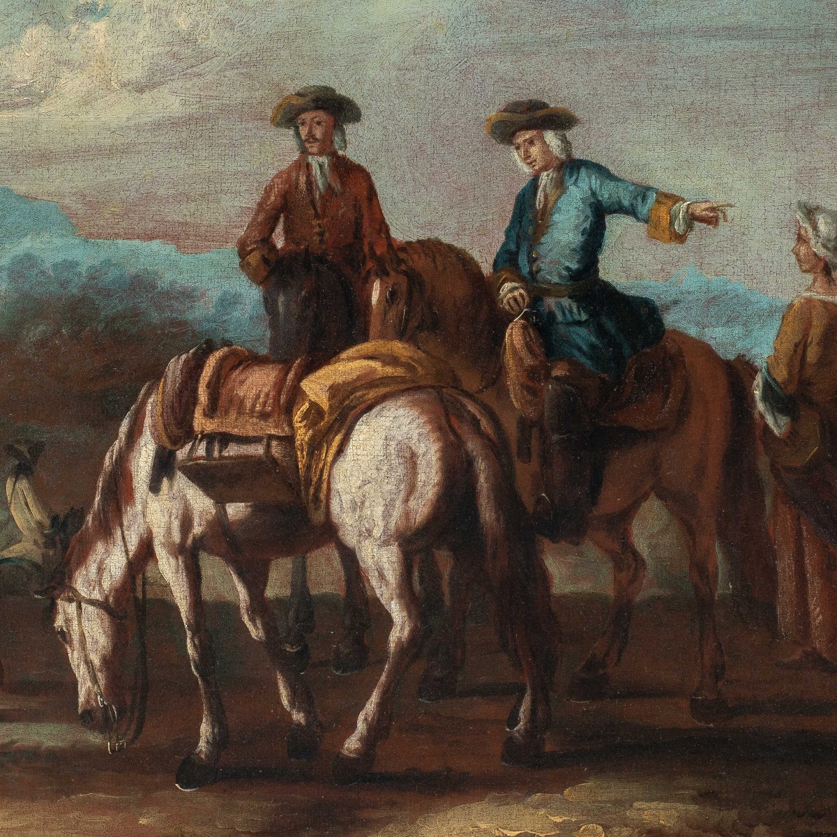 Giuseppe Zais (Forno di Canale 1709 - Trévise 1784) - Paysage avec cavaliers au repos.-photo-2