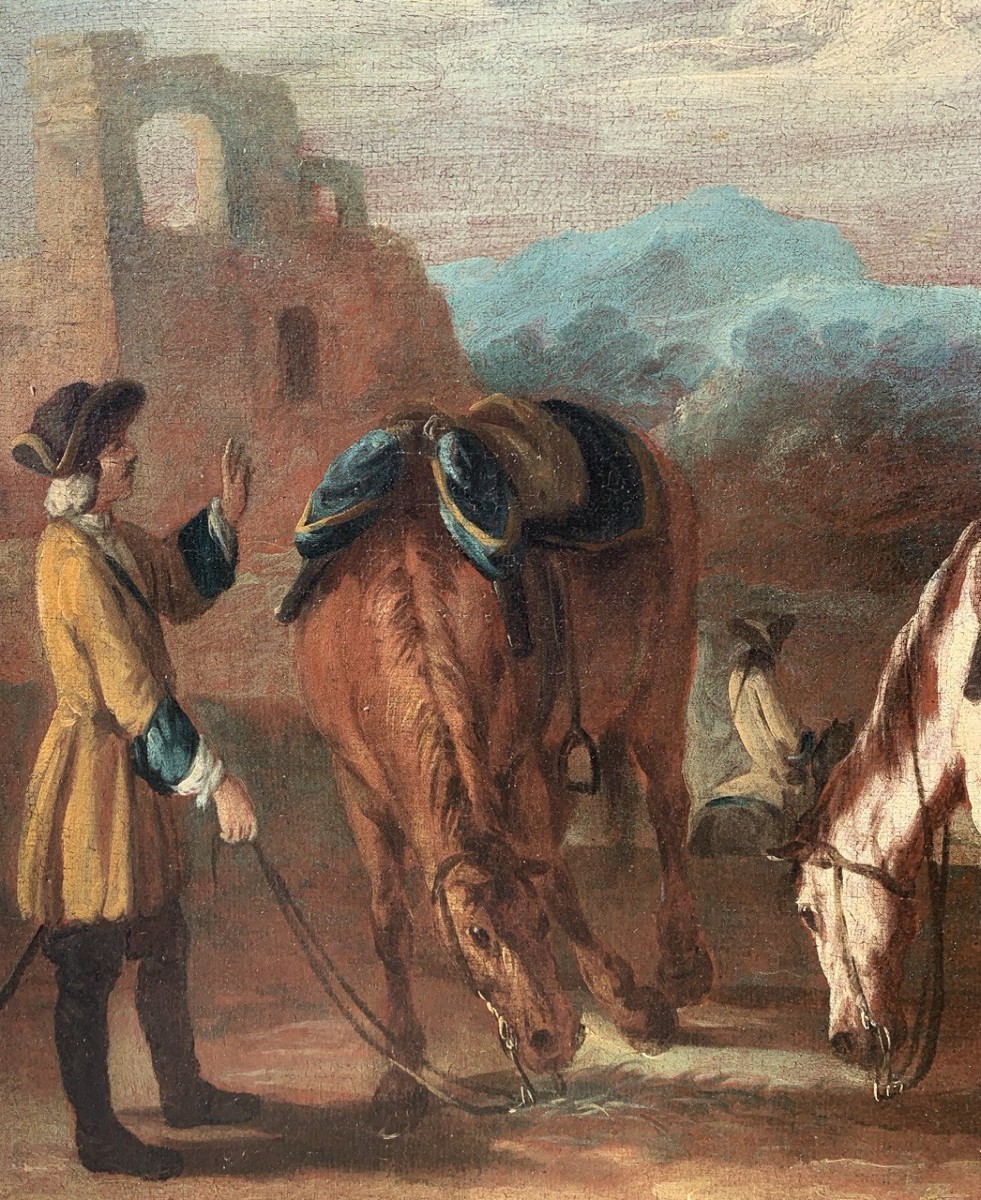 Giuseppe Zais (Forno di Canale 1709 - Trévise 1784) - Paysage avec cavaliers au repos.-photo-2