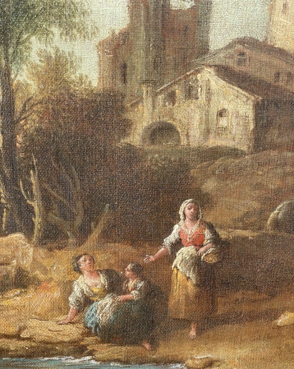 Giuseppe Zais (forno Di Canale 1709 - Treviso 1784) - Landscape With Shepherdesses.-photo-2