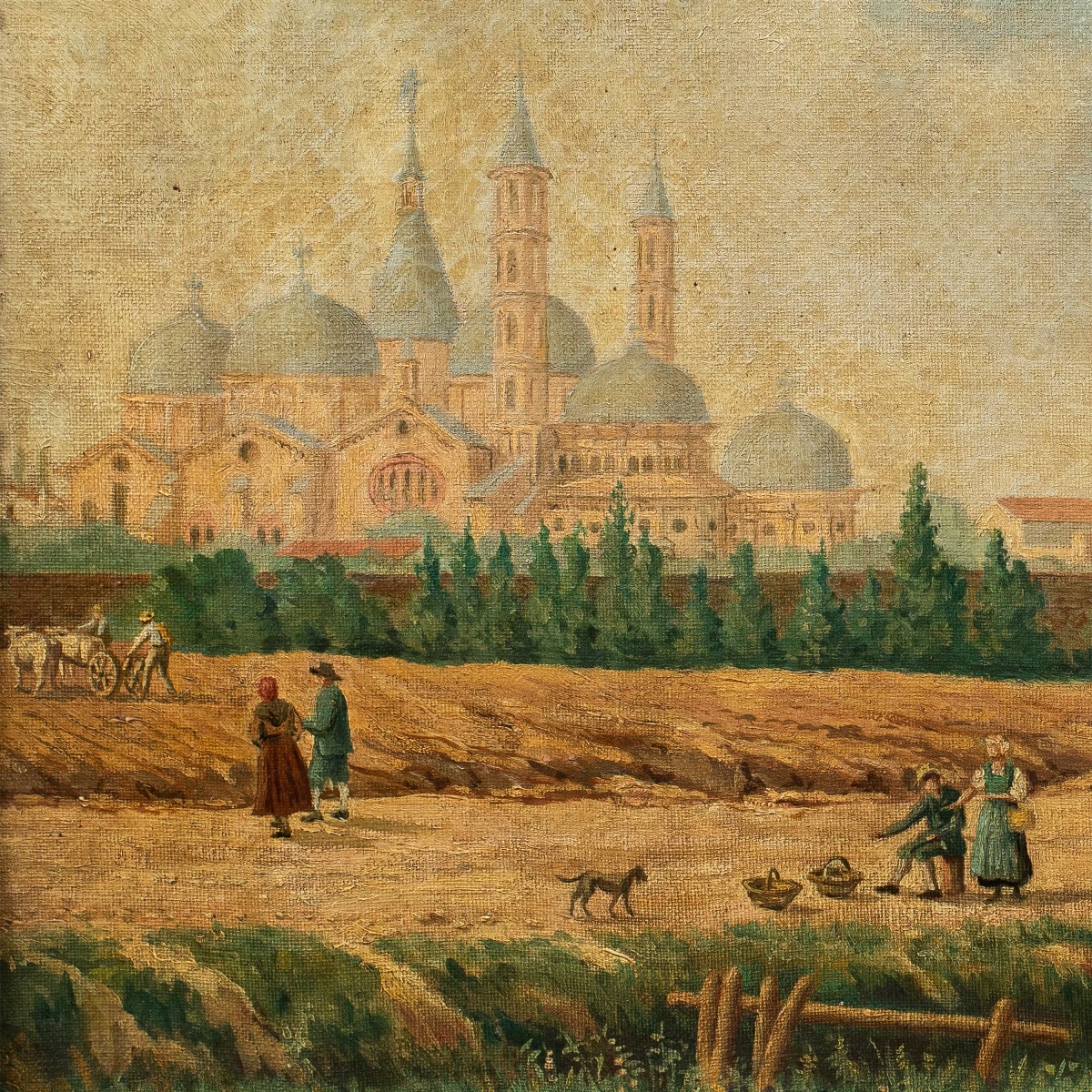 Venetian Painter (19th Century) - View Of Padua From Porta Liviana, Featuring The Basilica Of Saint Anthony-photo-2