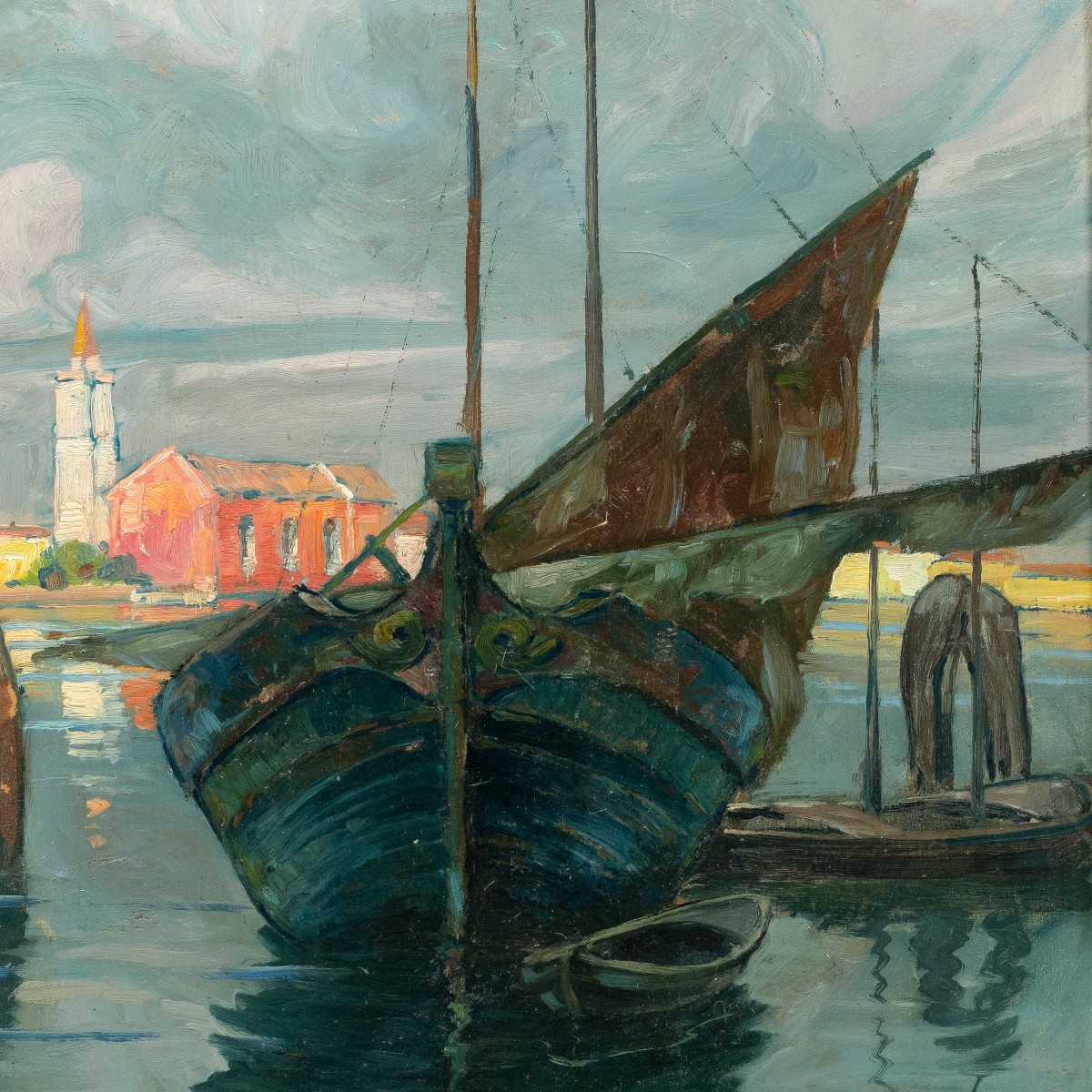 E. Scattolini (venice, Early 20th Century) - Fishing Boats On The Lagoon With A View Of Burano.-photo-2